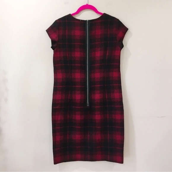 NWT LL bean sheath dress signature plaid tartan wool red holiday size 2 - Picture 2 of 6